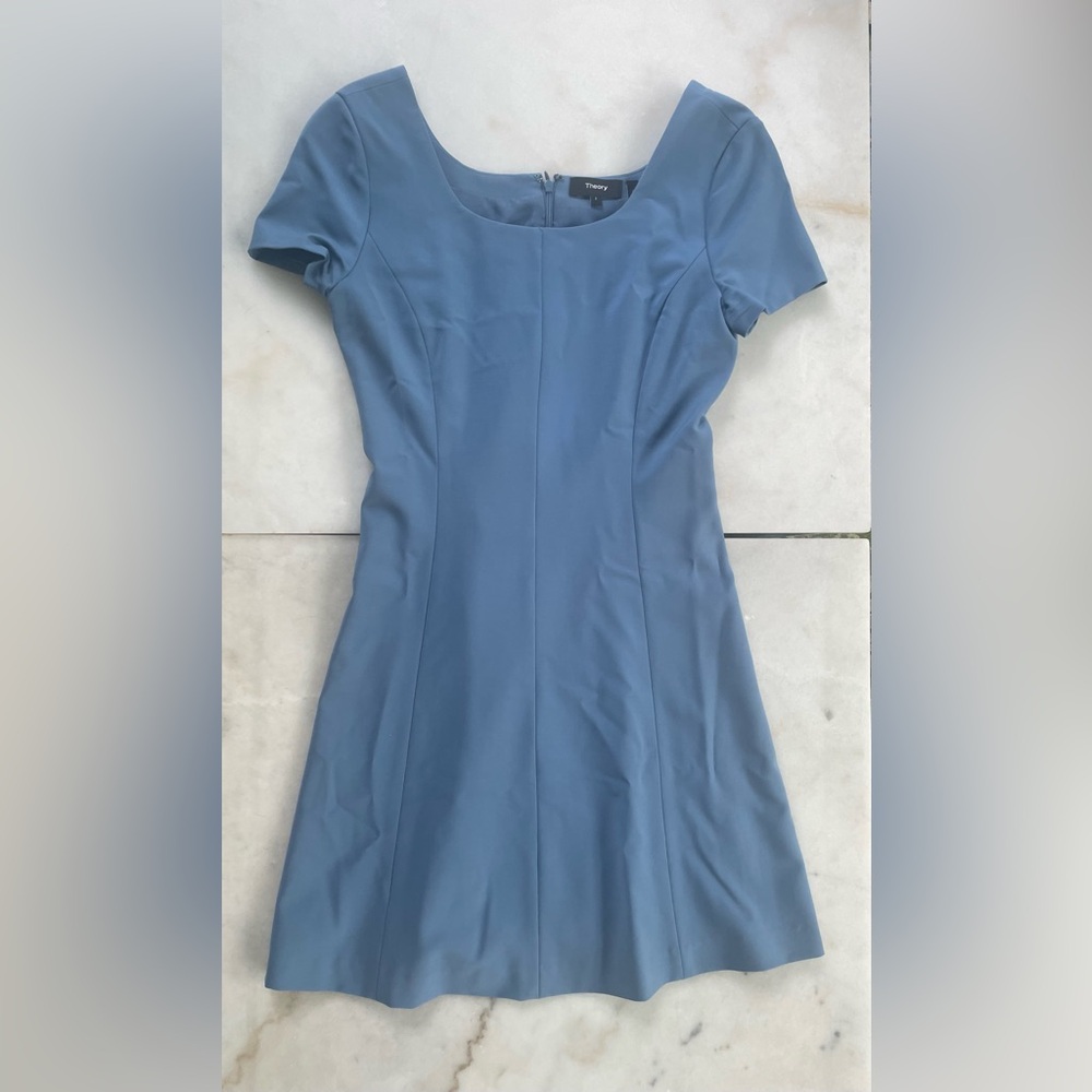 50% OFF FALL SALE Theory Blue Square NK Flare Dress